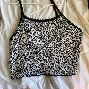Leopard black and white lace top!